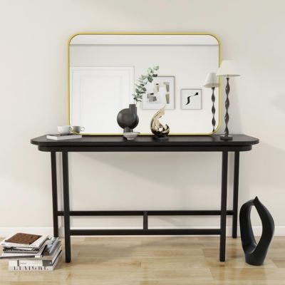 24"x36" Rounded Rectangle Wall Mirror with Gold Aluminum Alloy Frame