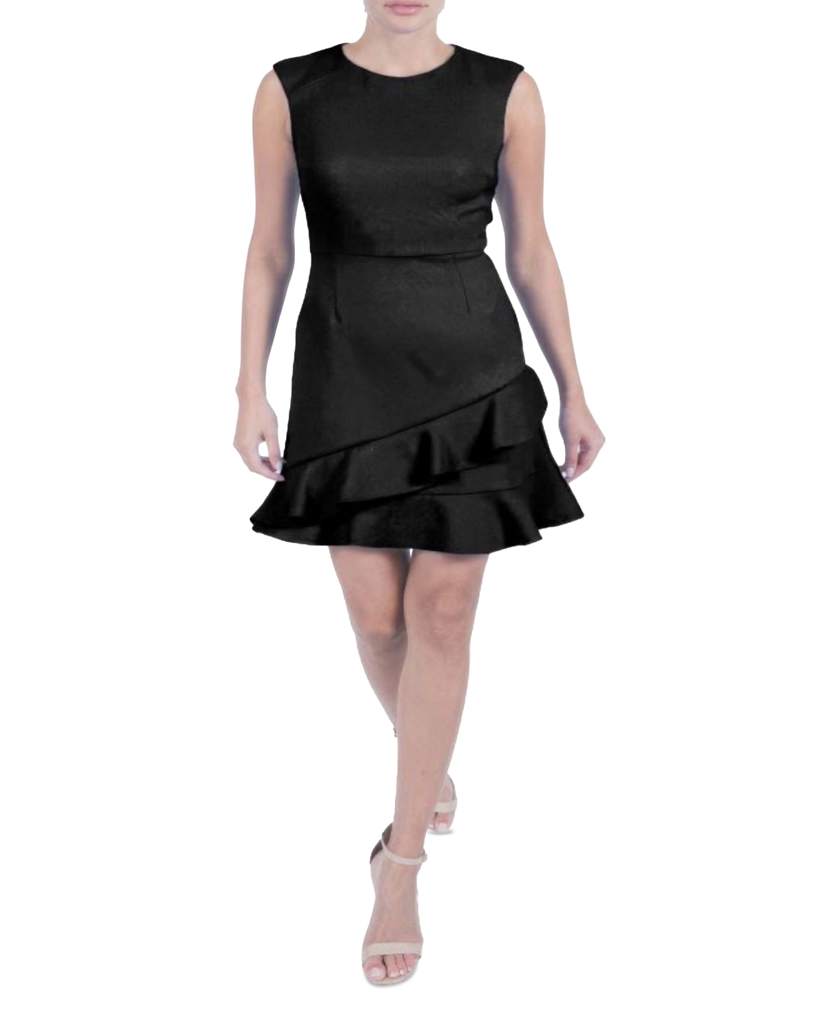 Women's Ruffled Cocktail Dress - Black