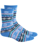 Holiday Lane Women's Holiday Crew Socks, Created for Macy's - Blue Fairisle