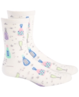Holiday Lane Women's Holiday Crew Socks, Created for Macy's - Drinks