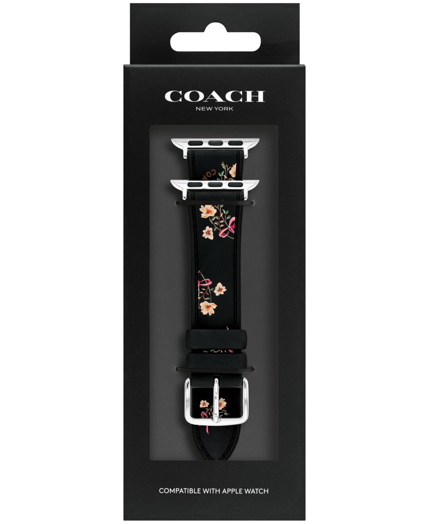 Женский ремешок для часов COACH Black Floral Print Silicone Strap for Apple Watch 38mm, 40mm, 41mm — фото 4