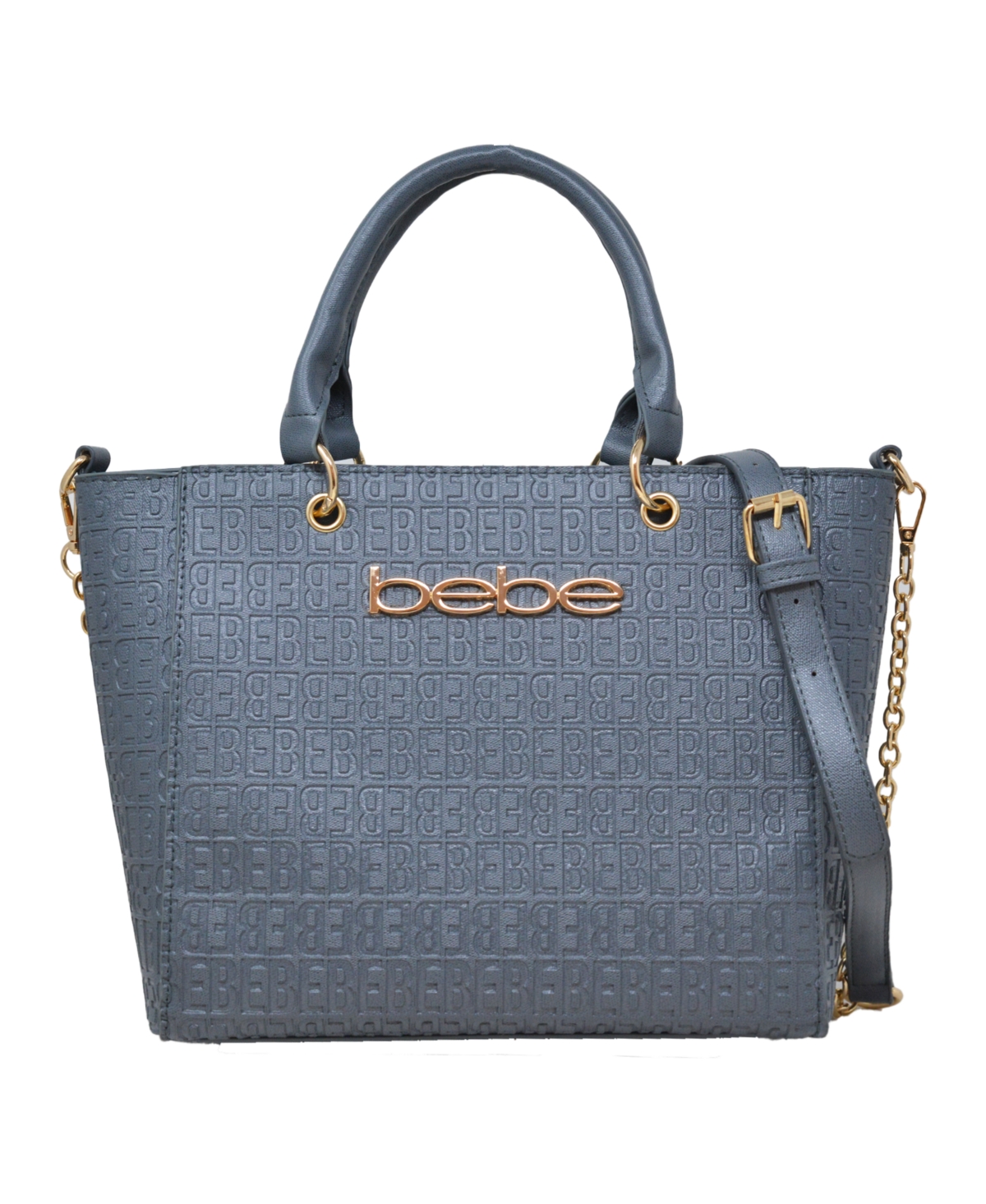 Bebe Celia Embossed Logo Satchel Bag - Storm Grey | Smart Closet