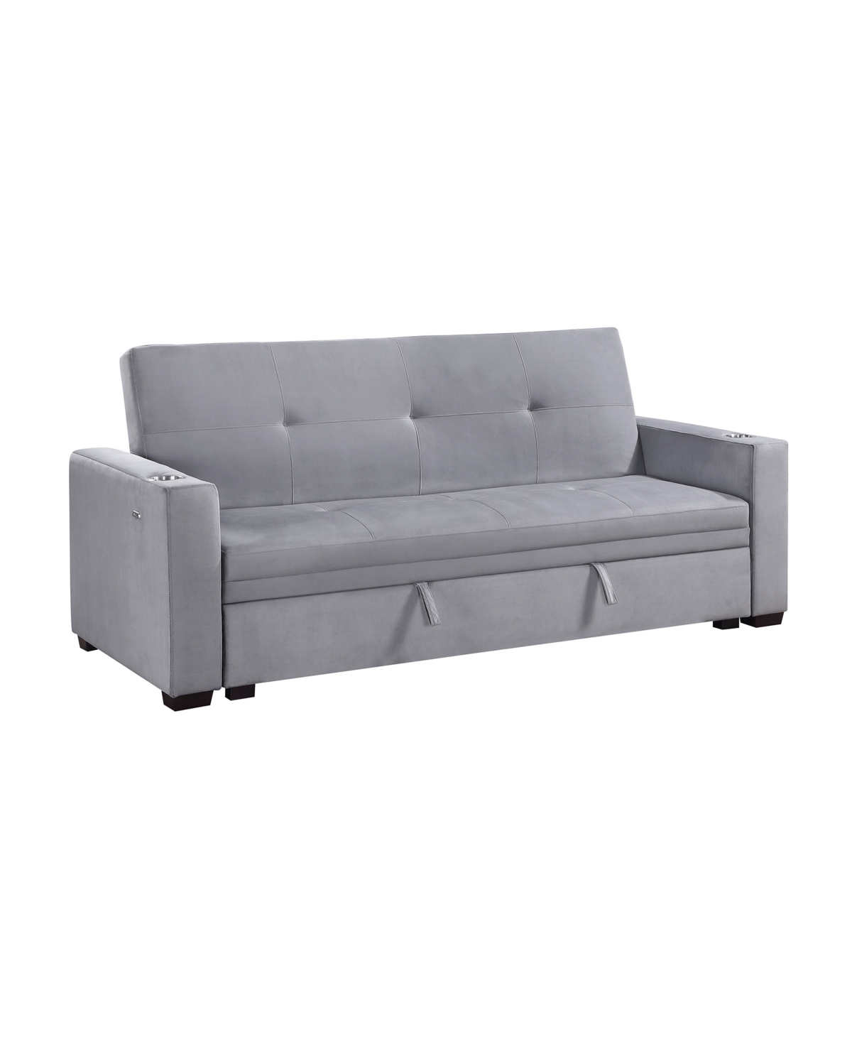 Homelegance White Label Gainesville 84" Convertible Sofa With Hidden Storage, Cup Holders And Usb Charging Ports In Gray