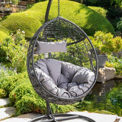 Cozy Wicker Egg Hammock Chair with Removable Cushions