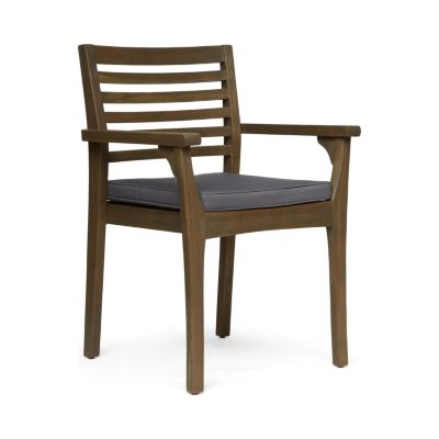 Sophisticated Gray Acacia Patio Dining Chair Set with Wicker Seats