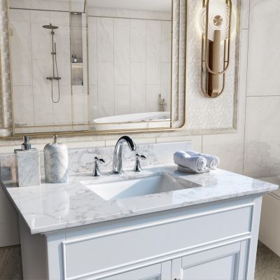 37 Inch Bathroom Vanity Top Stone Carrara New Style Tops With Rectangle Undermount Cera