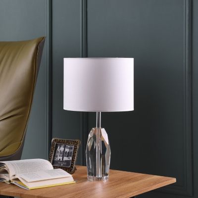 Streamdale 19" Dodecahedron Solid Crystal Prism Table Lamp In Chrome Silver