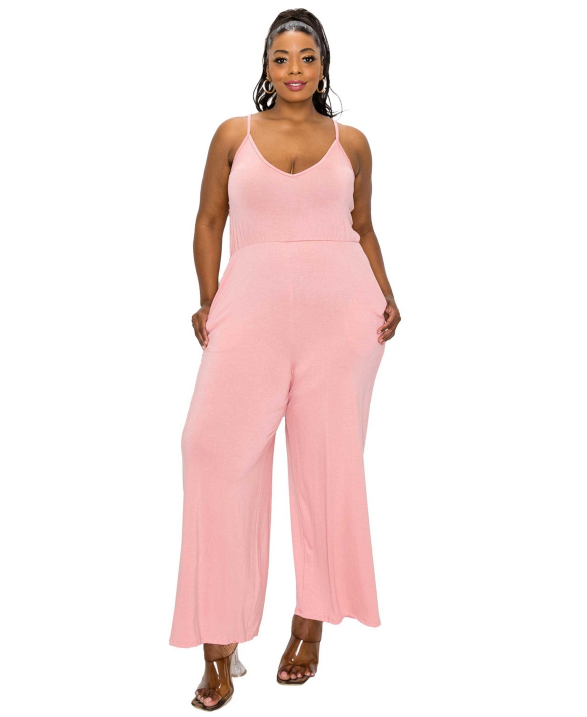 L I V D Plus Size Raven Wide Leg Pocket Jumpsuit