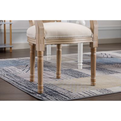 Streamdale French Vintage Upholstered Fabric Dining Armchair, Beige