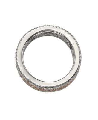 Suzy Levian Sterling Silver Sapphire & Created White Sapphire Pave Eternity Band