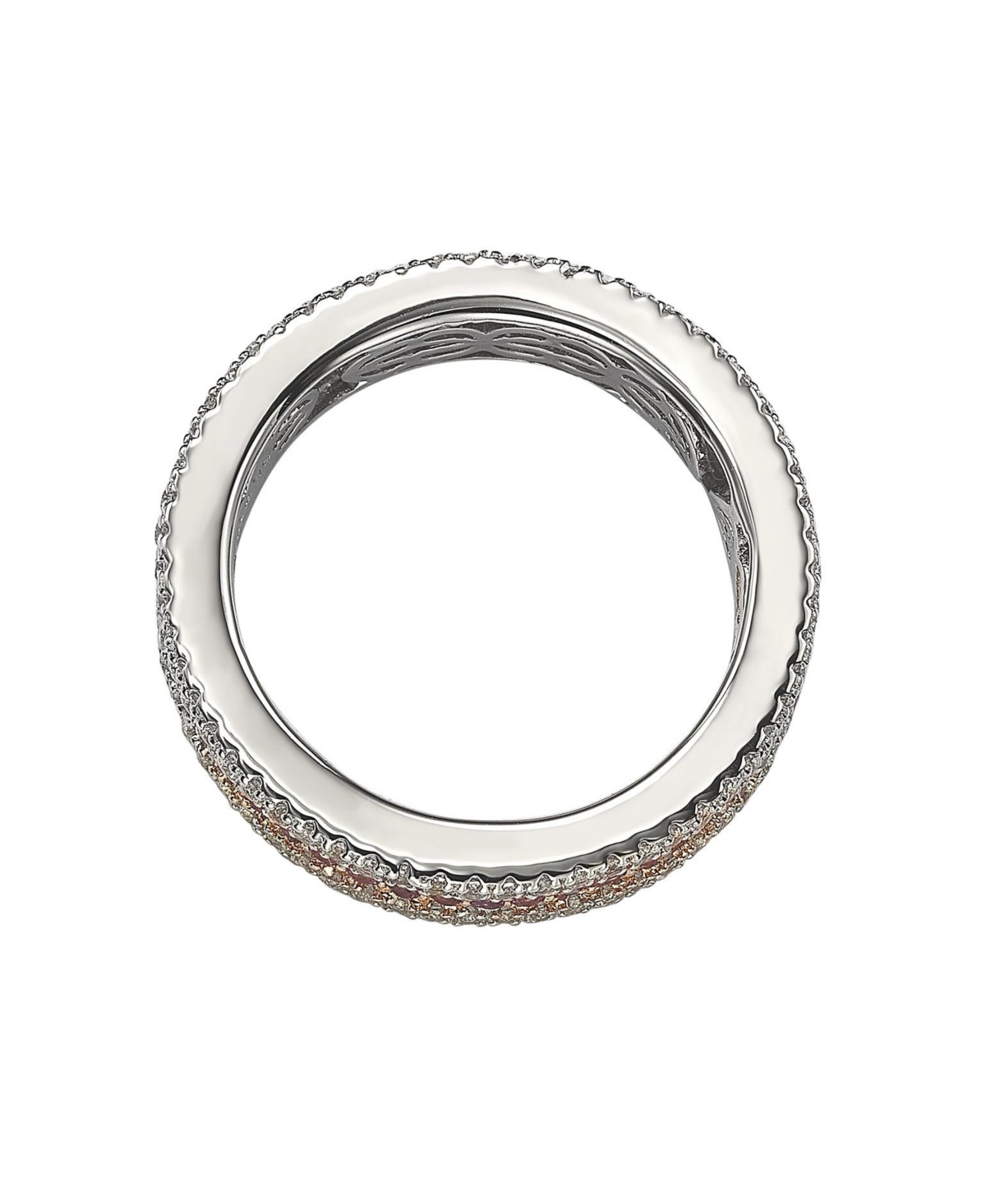 Suzy Levian New YorkSapphire & Lab-Grown White Sapphire Framed Eternity Band Ring in Sterling Silver by Suzy Levian - Pink
