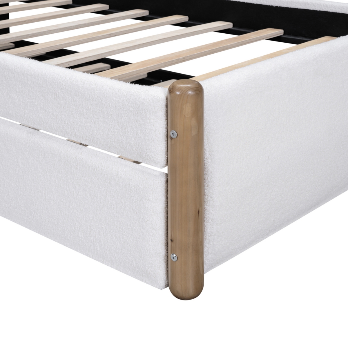 Streamdale Furniture Size Upholstered Platform Bed With Wood Supporting Feet And Size Trundle