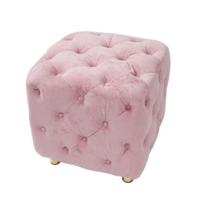 Streamdale Pink Velvet Ottoman Elegant Accent