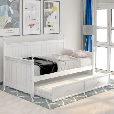Twin Size Wood Daybed With Twin Size Trundle