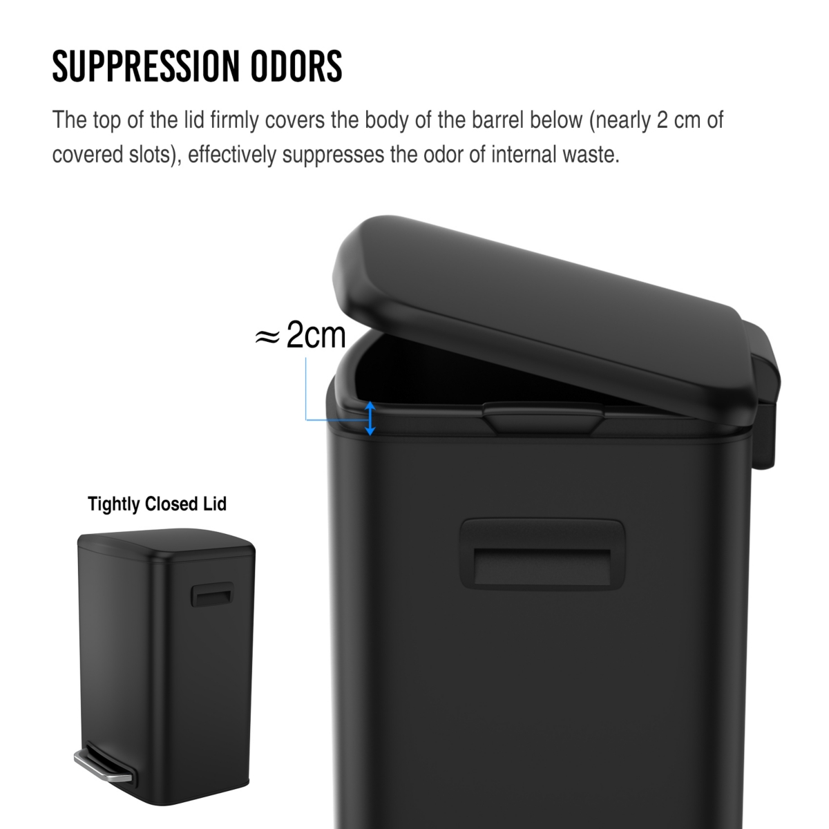 Streamdale Furniture 13 Gallon Stainless Steel Kitchen Trash Can with 30 Bags -- Black