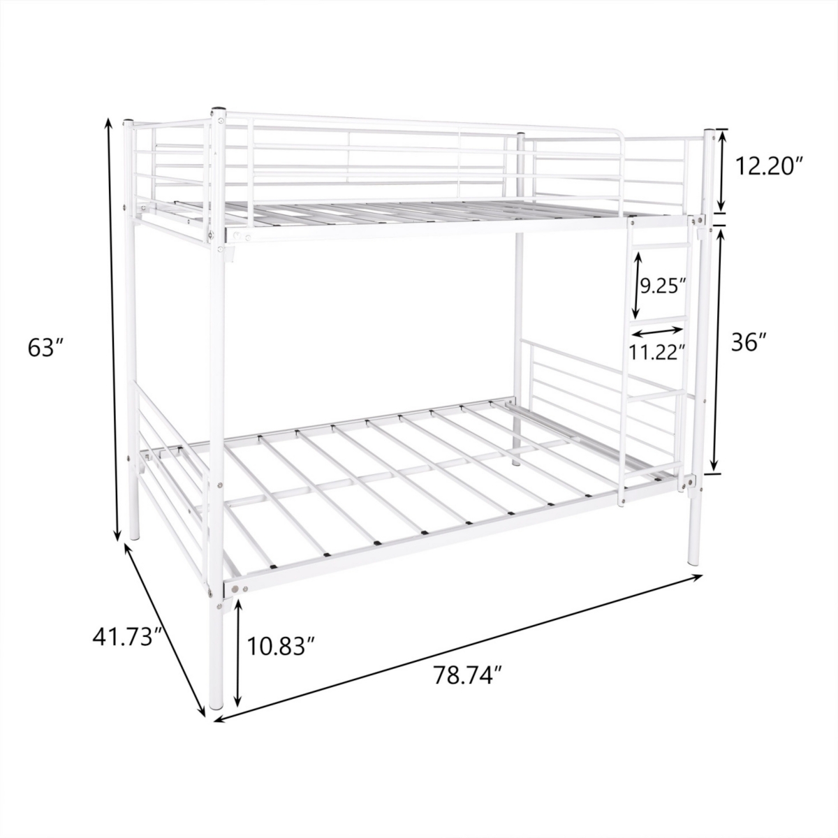 Simplie Fun Twin-Over-Twin Bunk Bed With Metal Frame And Ladder, Space-Saving Design