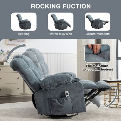 8-Point Massage Recliner with Heat, Rocking, USB Charging, and Storage