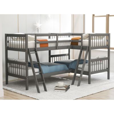 L-Shaped Bunk Bed With Ladder, Twin Size