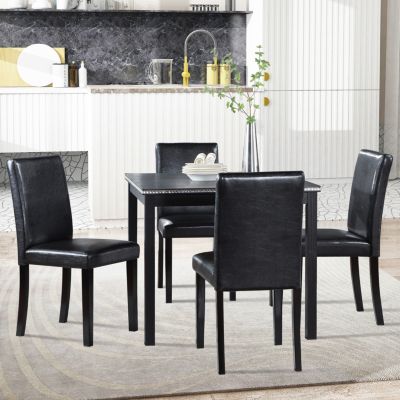  Contemporary Elegance Wooden Dining Table and Upholstered Chairs