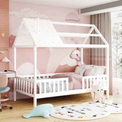 Streamdale Furniture Twin Size Wood House Bed With Fence - Macy's