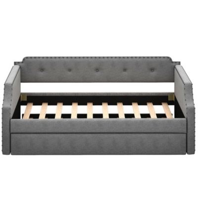 Twin Daybed with Trundle and Wood Support