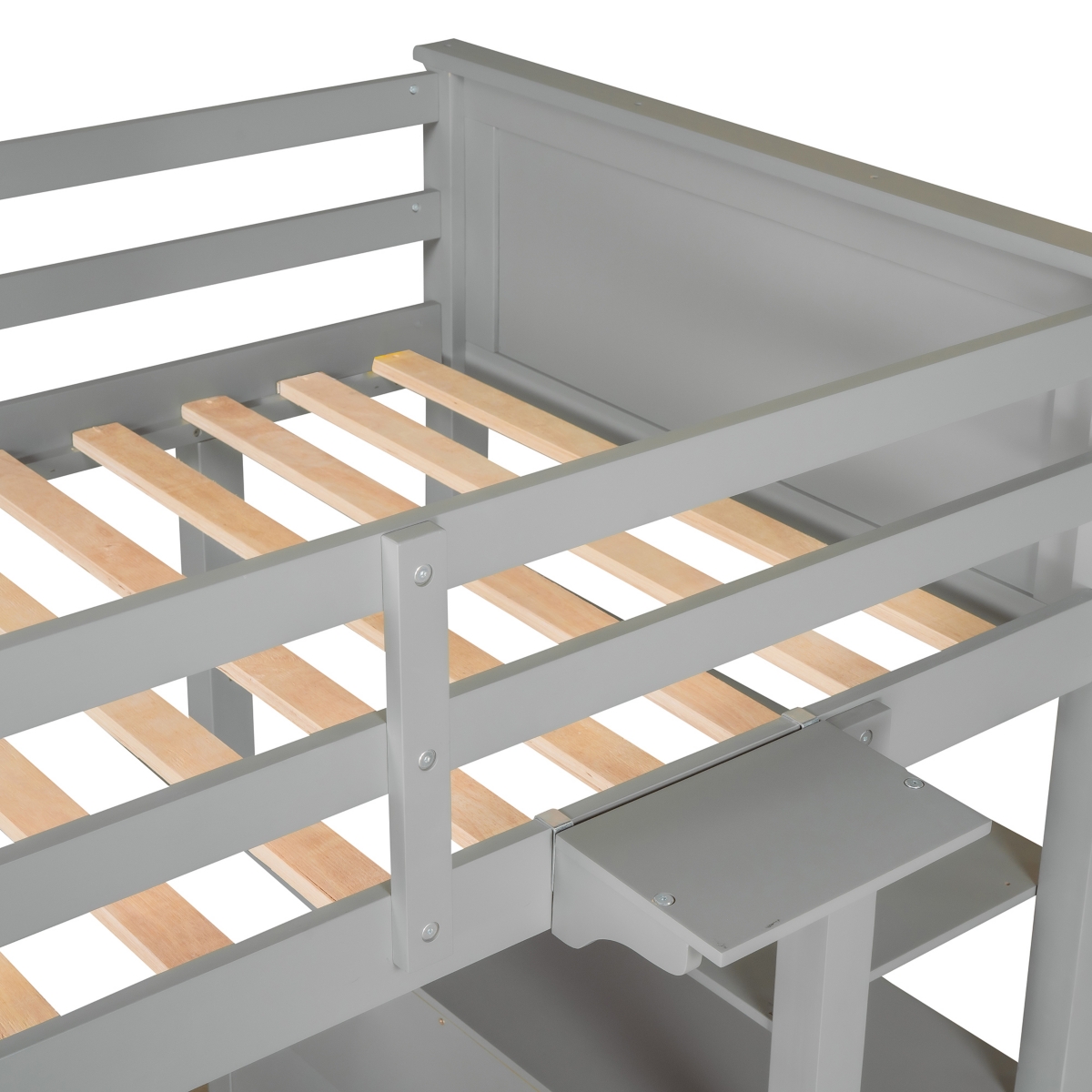 Simplie Fun Twin Size Loft Bed With Drawers And Desk, Wooden Loft Bed With Shelves