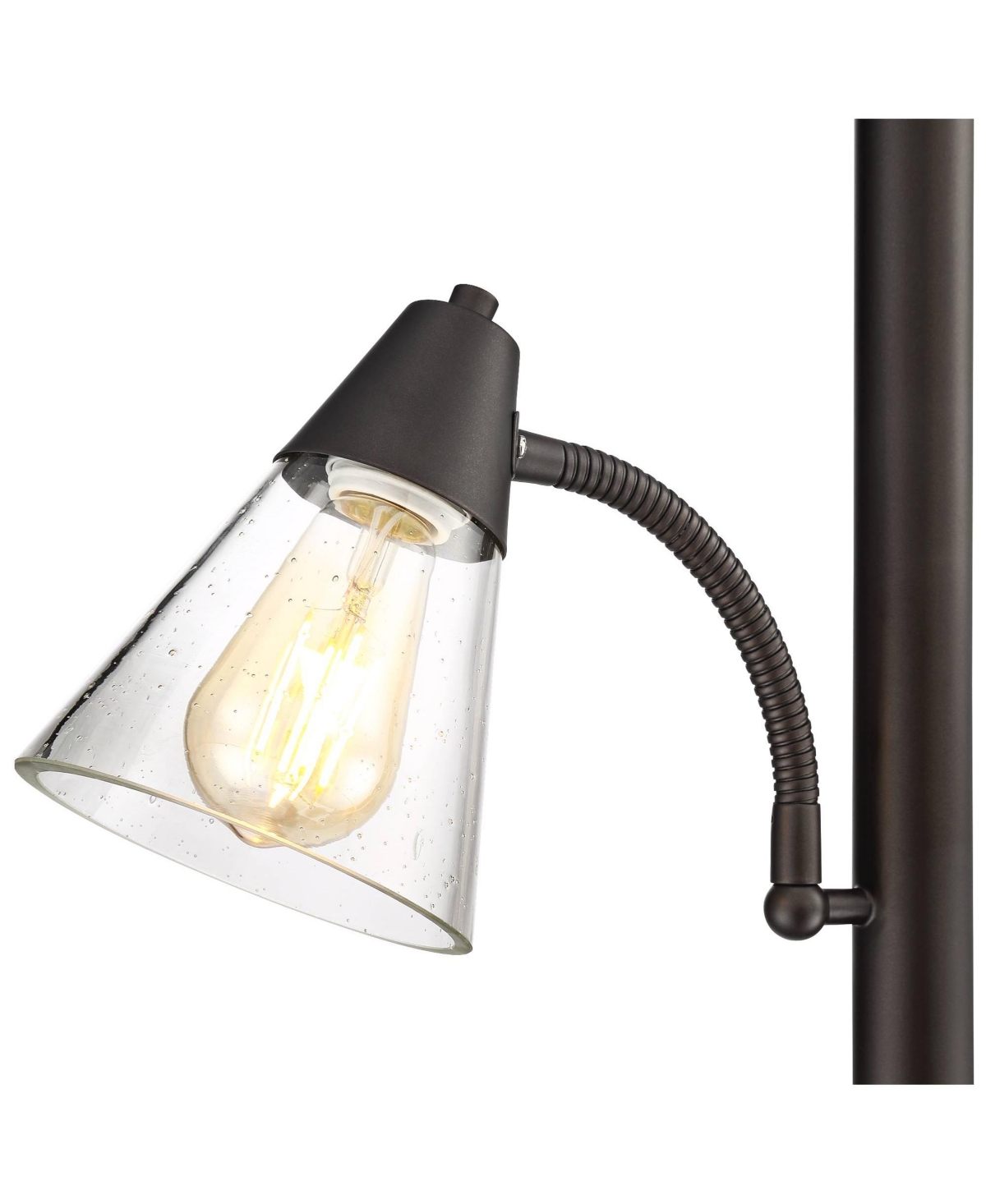 Franklin Iron Works Warwick Industrial Torchiere Tree Floor Lamp Led 3-Light Edison Tall Tiger Bronze Metal Clear Seedy Glass Shade for Living R