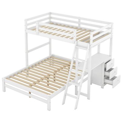 Streamdale Twin Over Full Bunk Bed With Built-In Desk And Three Drawers