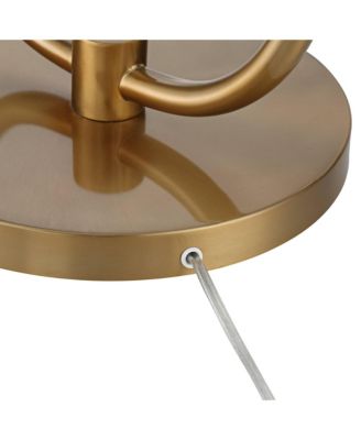 Volta Modern Floor Lamp with Tray Table 66" Tall Brass USB Charging Port White Drum Shade for Living Room Bedroom Office House
