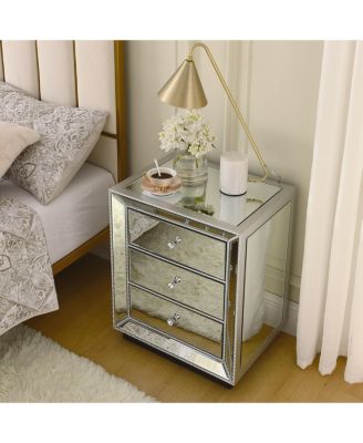 Pearl Silver Mirrored 3-Drawer Cabinet