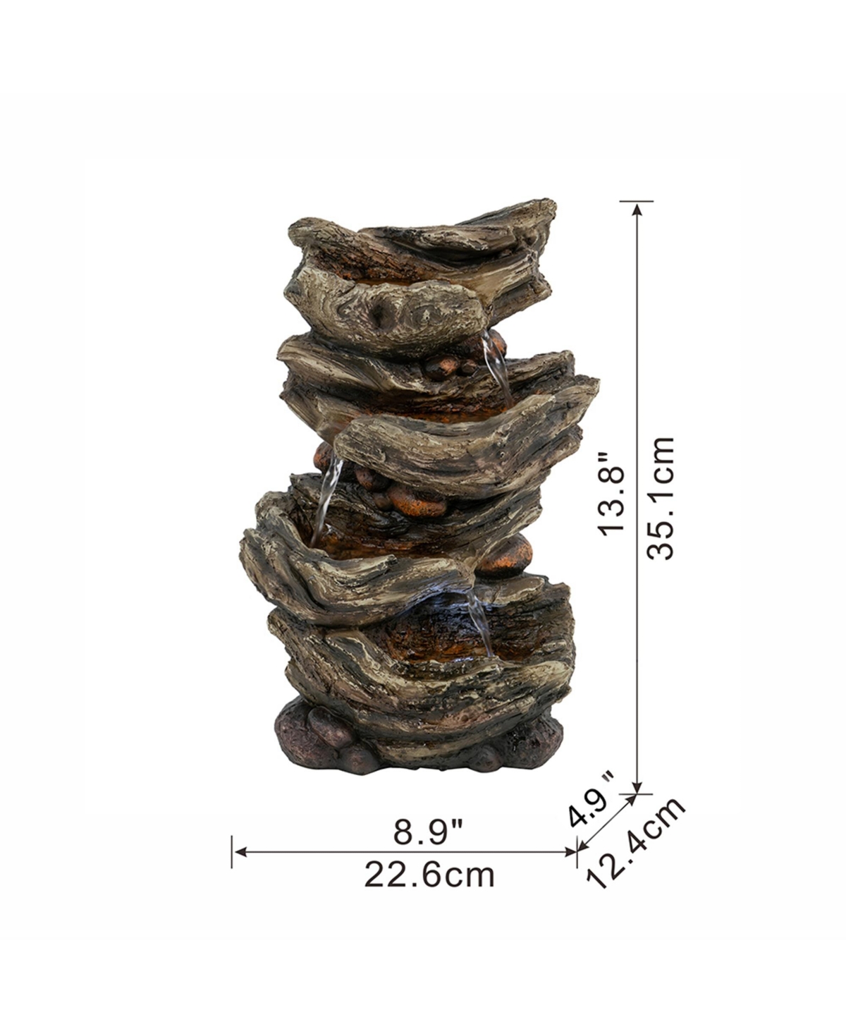 Streamdale Furniture Tranquil Tabletop Fountain Rustic Wood Design for Serenity