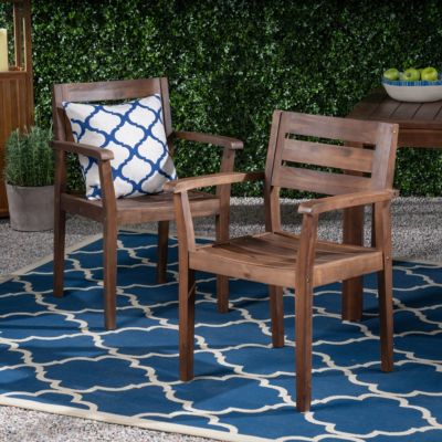 Streamdale Christopher Knight Home 2-Piece Acacia Wood Outdoor Dining Chairs