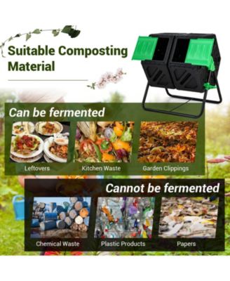 Dual Chamber Garden Compost Tumbler with Sliding Doors