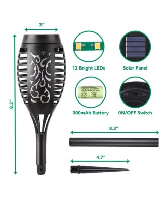 6-Pack Waterproof Flame Solar Torch Light