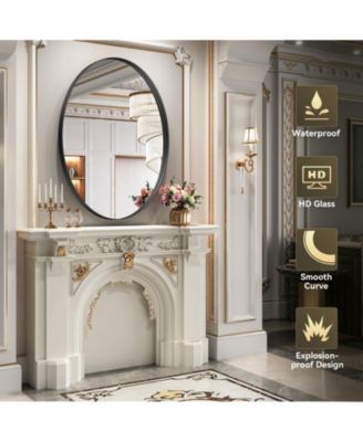 Oval Wall Mounted Mirror 24"x36" in Black