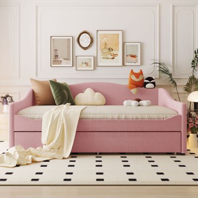 Streamdale Teddy Fleece Full Size Upholstered Daybed With Light And Trundle