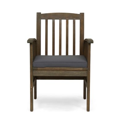 Streamdale Rustic Acacia Wood Dining Chairs with Water-Resistant Cushions