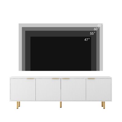 Grooved TV Cabinet with White Texture