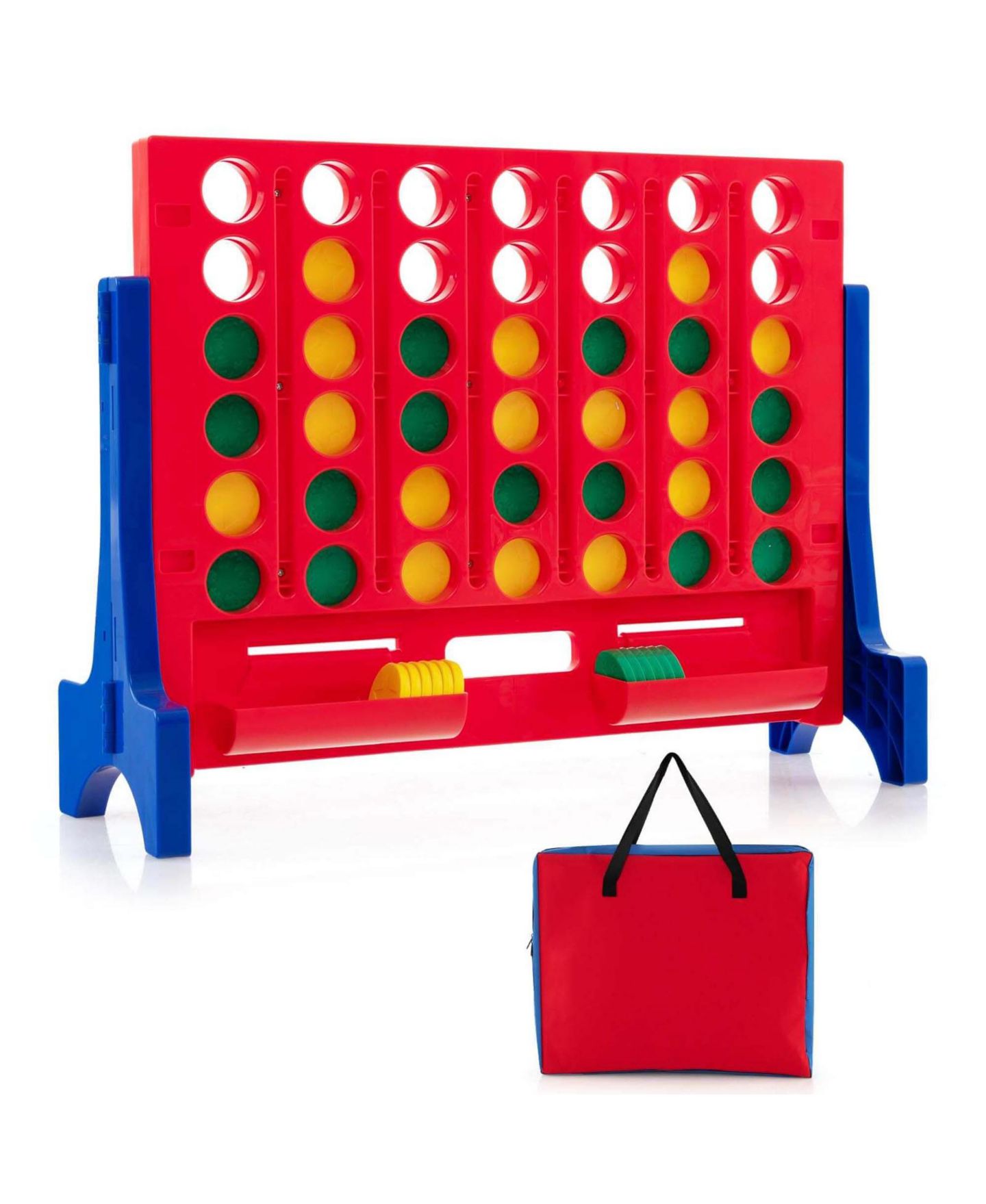 Детские настольные игры Costway Giant 4 in a Row, 2-Player Wall Mounted or Tabletop Board Game, 42-Piece, Ages 3+, цвет: Синий — фото 1