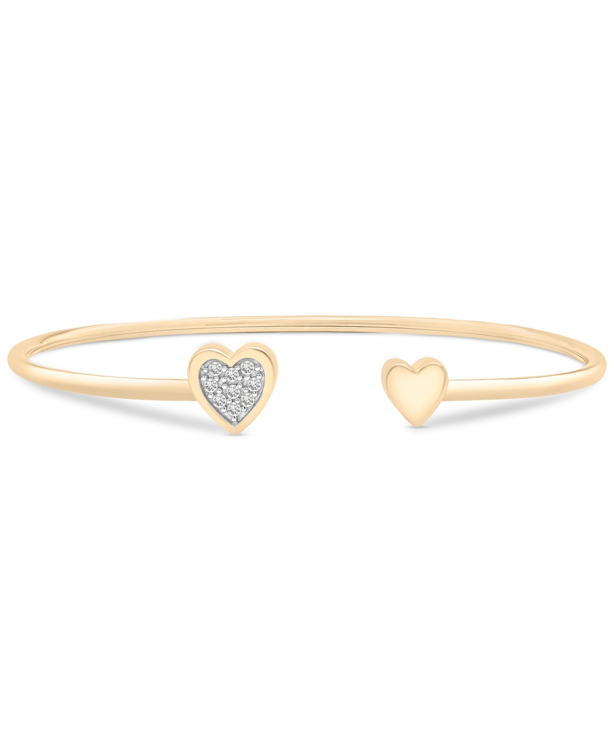 Diamond Heart Cluster Cuff Bangle Bracelet (1/10 ct. t.w.) in 10k Gold, Created for Macy's - Yellow Gold