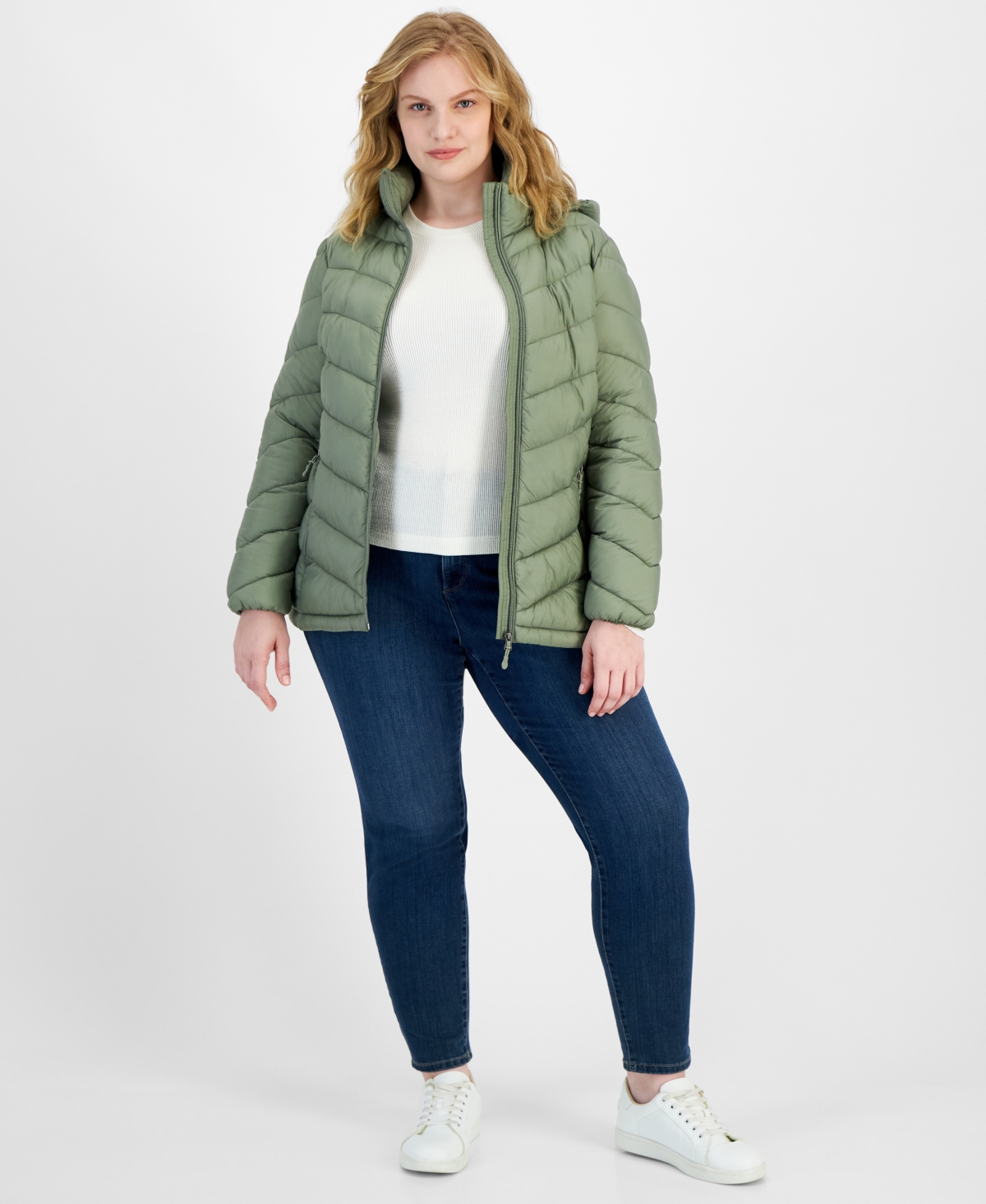 CHARTER CLUB PLUS SIZE PACKABLE HOODED PUFFER COAT, CREATED FOR MACY'S 