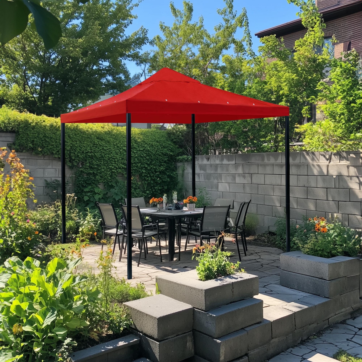 Yescom 10'x10' Gazebo Top Replacement for beach cabanas for 1 Tier Outdoor Canopy Cover Patio Garden YardY0041002 - Red