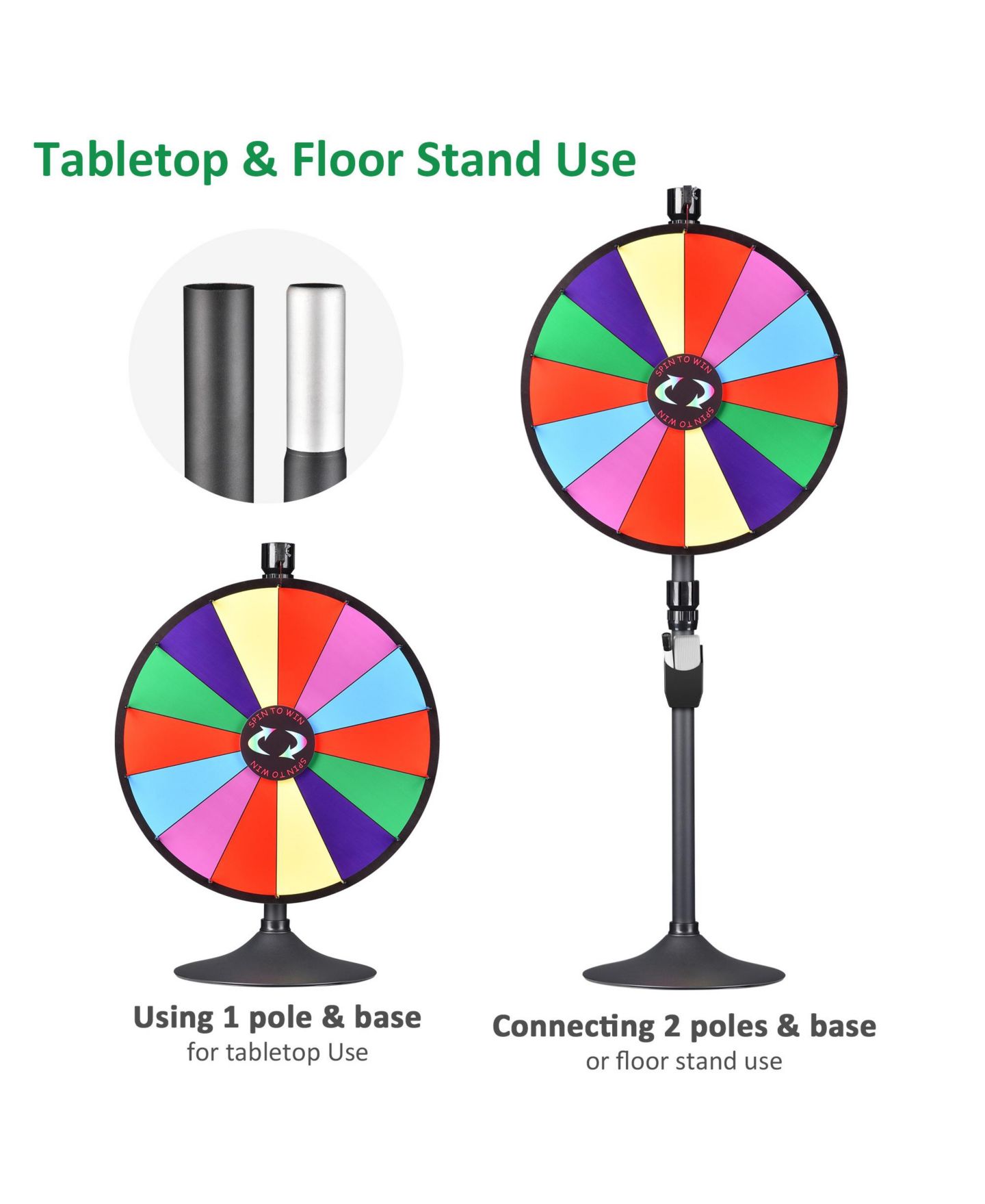 Детская игрушка WinSpin 24" Dual Use Prize Wheel Tabletop or Floor Stand Spinning Wheel Carnival Game Tradeshow, цвет: Natrual — фото 2