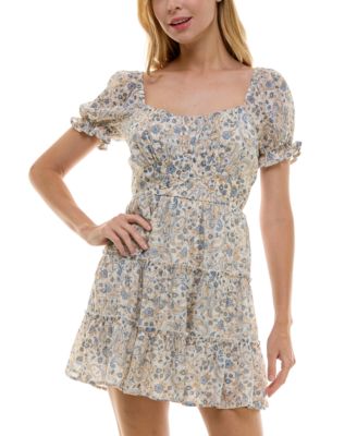 Trixxi - Juniors' Emma Puff-Sleeve Fit & Flare Dress