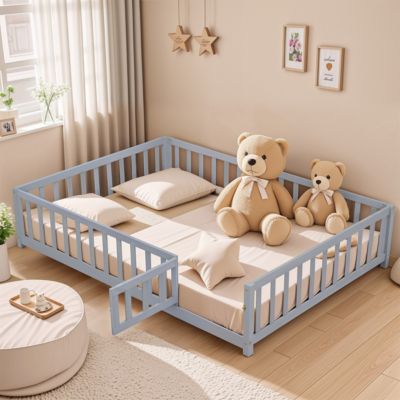 Montessori Floor Bed for Toddlers: Grey Wood