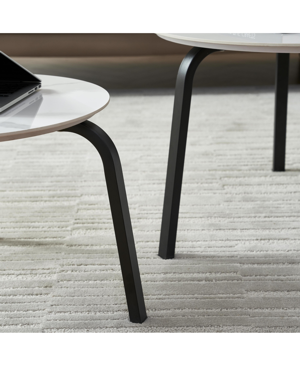 Streamdale Furniture Stylish and Functional Nesting Tables Marble Patterned Sintered Stone withMetal Frame - Black