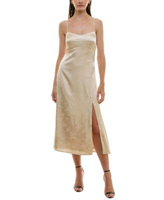 Trixxi - Juniors' Satin Jacquard Sleeveless Tie-Black Midi Dress