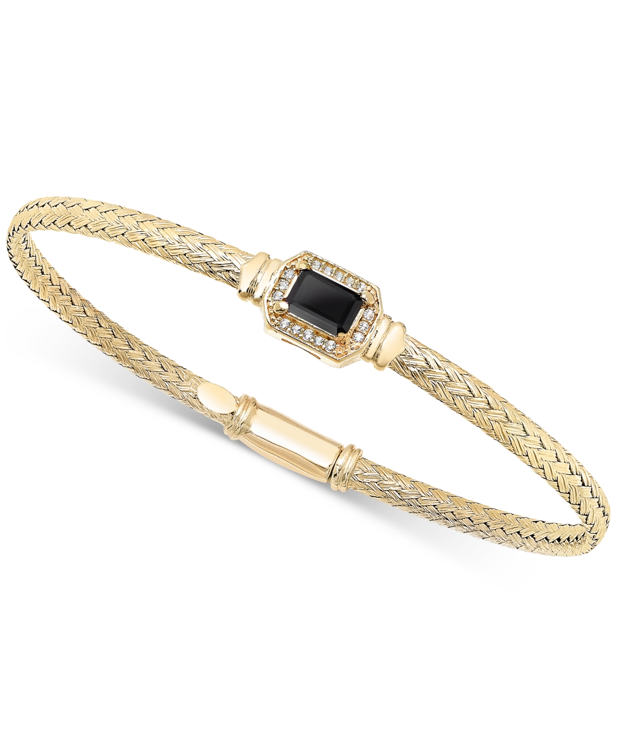 MACY'S GARNET & WHITE TOPAZ (1/5 CT. T.W.) WOVEN BANGLE BRACELET IN 14K GOLD-PLATED STERLING SILVER (ALSO I 