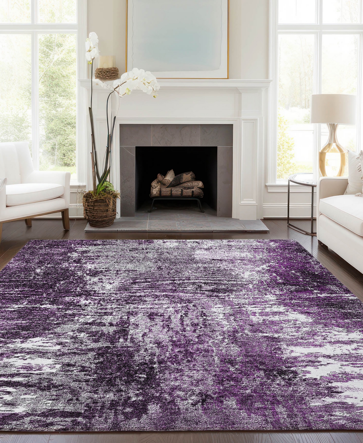 Addison Chantille Acn680 5'x7'6" Area Rug In Eggplant