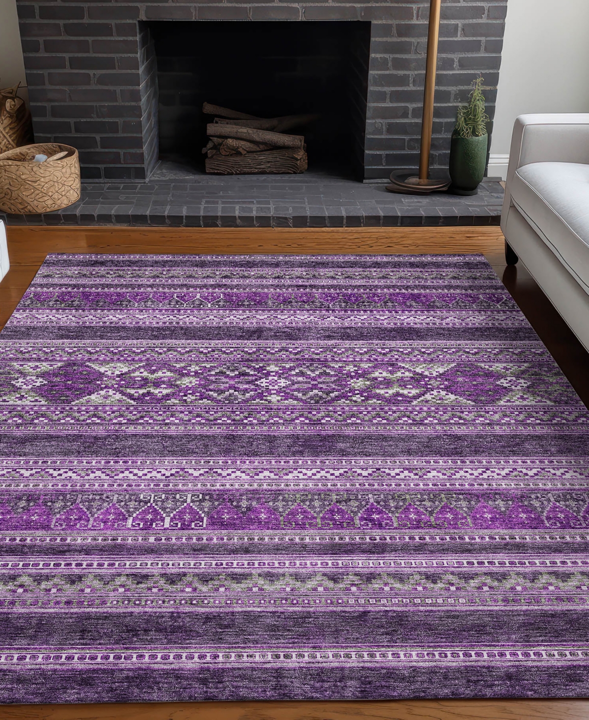 Addison Chantille Machine Washable Acn711 3'x5' Area Rug In Purple